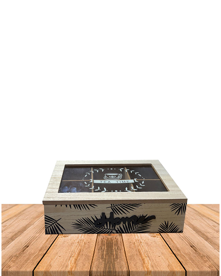 Caja de Té de Madera 6 divisiones hojas