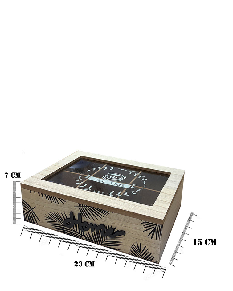 Caja de Té de Madera 6 divisiones hojas