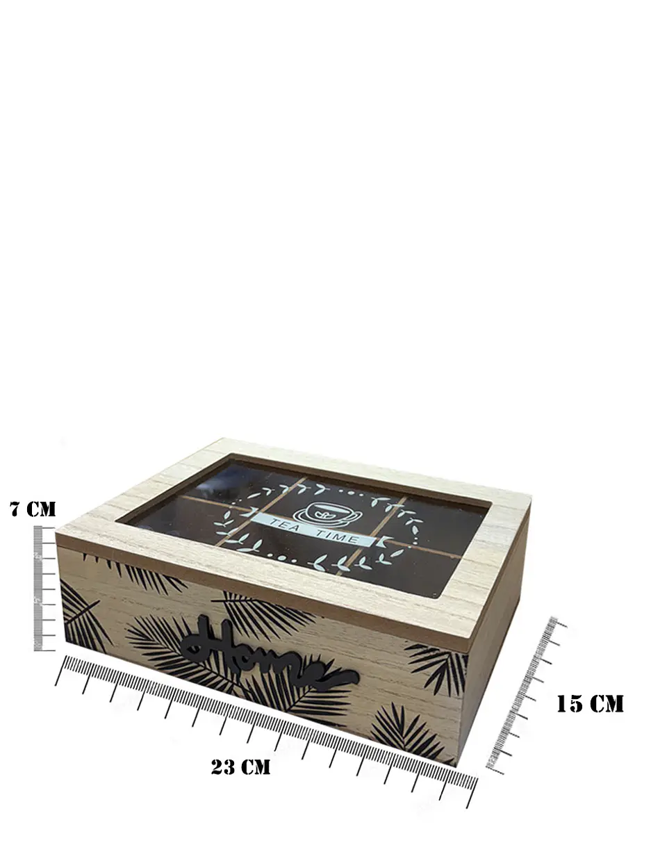 Caja de Té de Madera 6 divisiones hojas 3