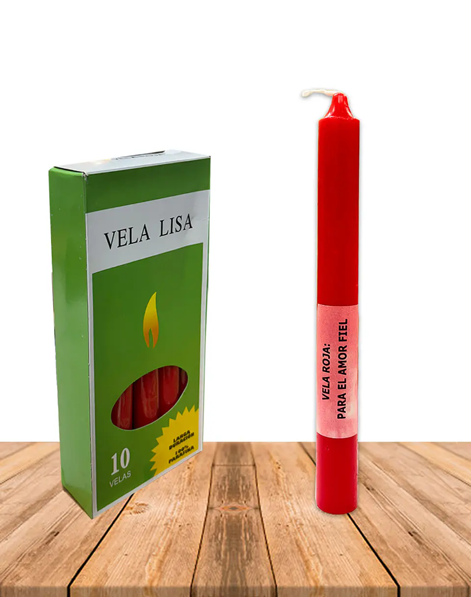 Vela Lisa Esotérica Color Rojo Larga Duración 1
