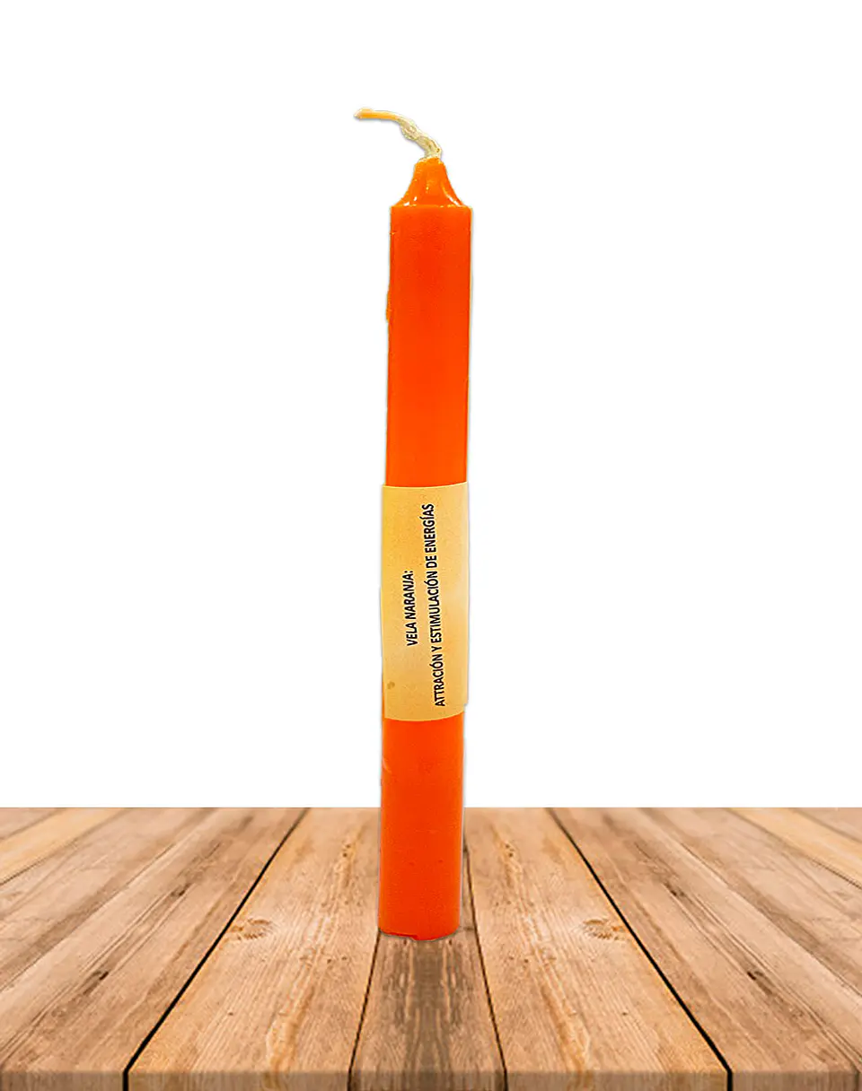 Vela Lisa Esotérica Color Naranja Larga Duración 2