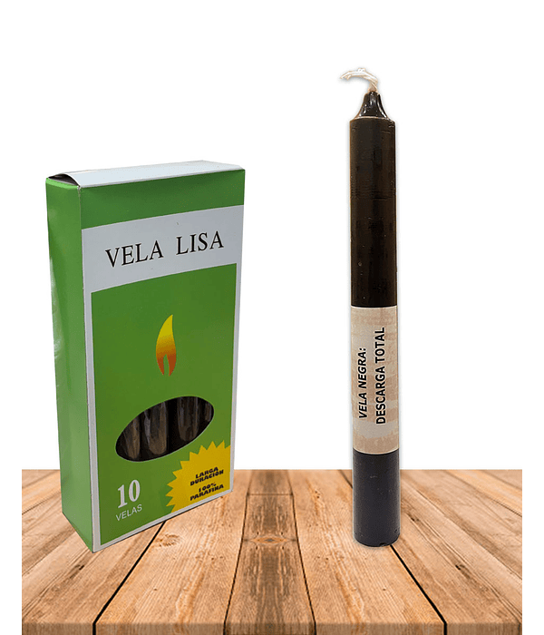 Vela Lisa Esotérica Color Negra Larga Duración
