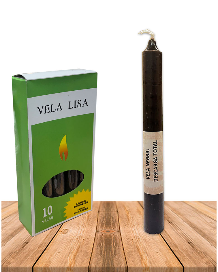 Vela Lisa Esotérica Color Negra Larga Duración