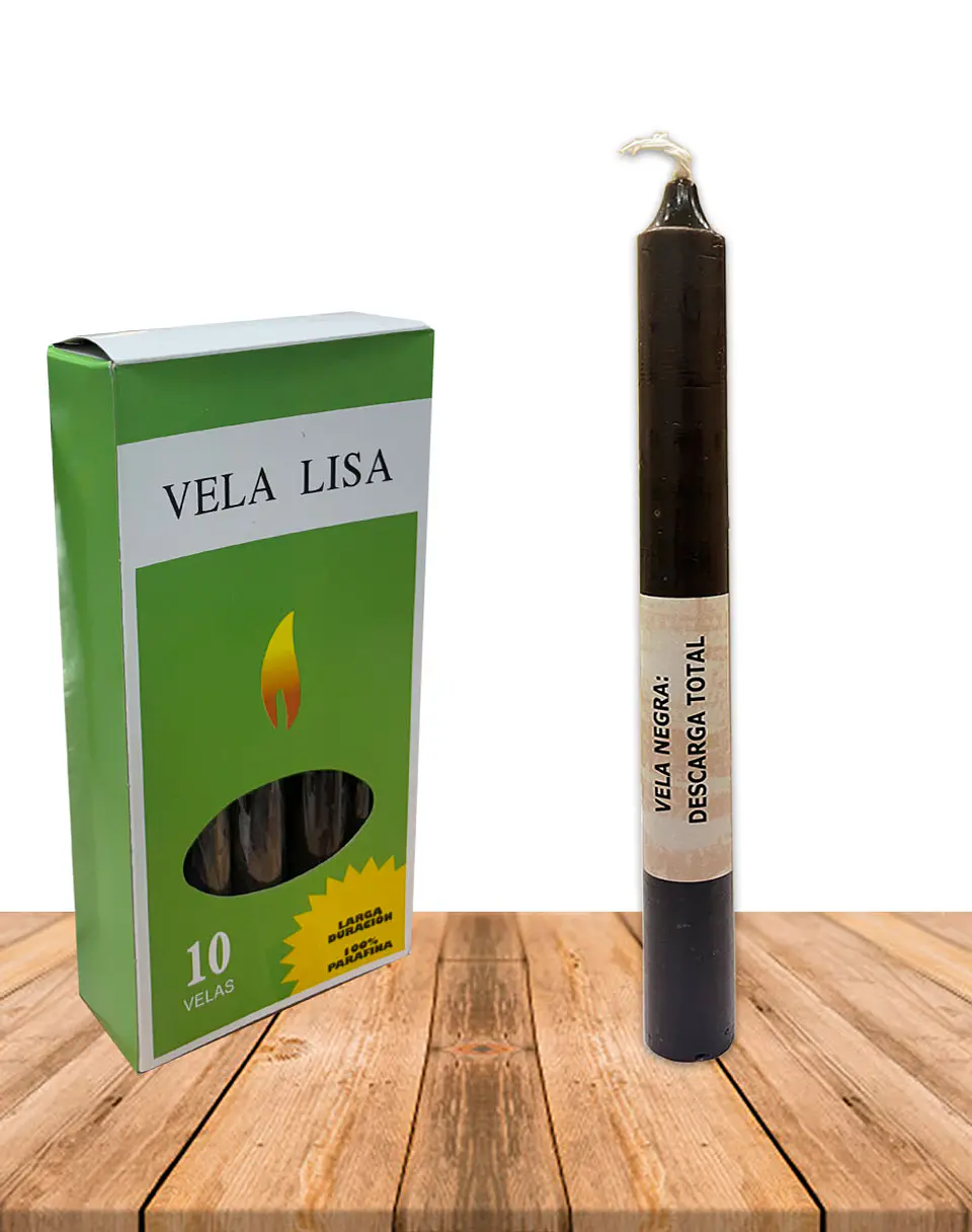 Vela Lisa Esotérica Color Negra Larga Duración 1