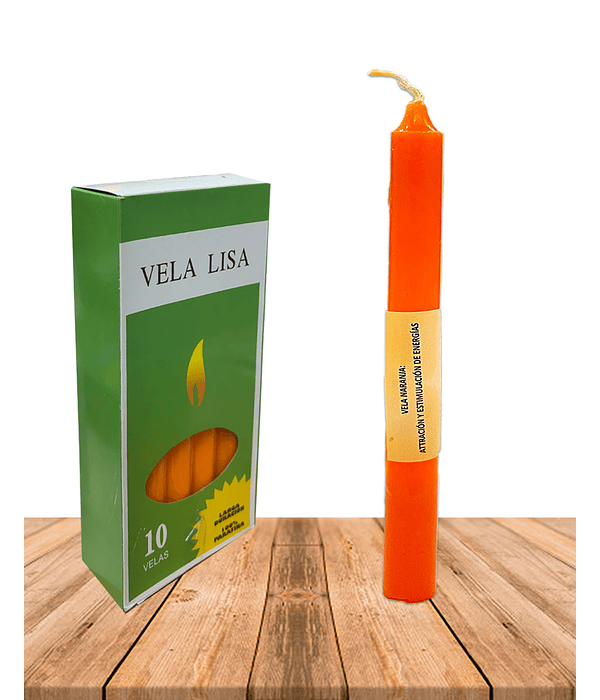 Vela Lisa Esotérica Color Naranja Larga Duración