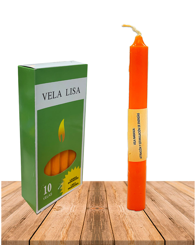 Vela Lisa Esotérica Color Naranja Larga Duración