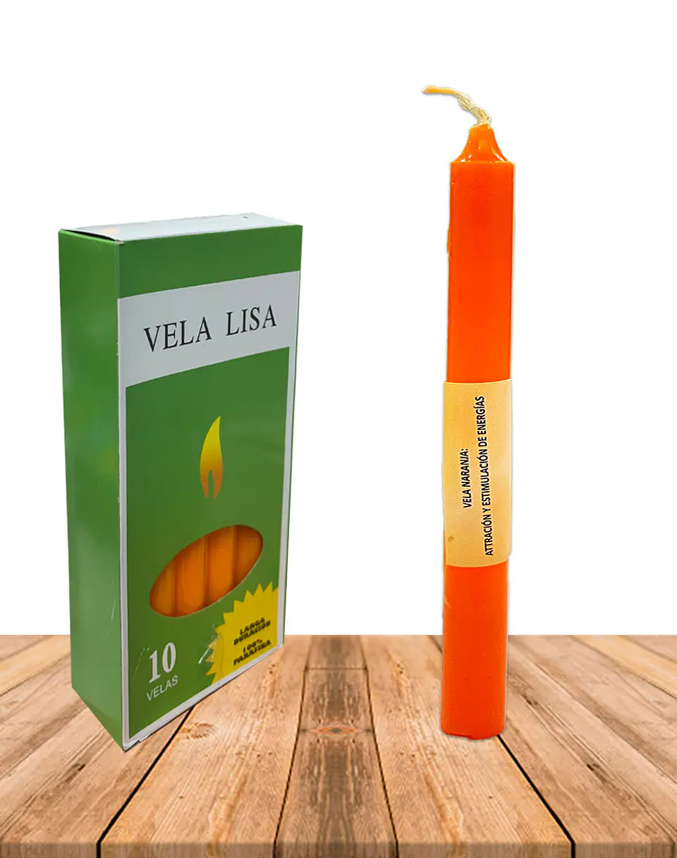 Vela Lisa Esotérica Color Naranja Larga Duración 1