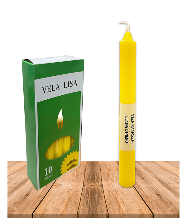 Vela Lisa Esotérica Color Amarilla Larga Duración