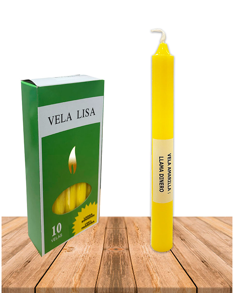 Vela Lisa Esotérica Color Amarilla Larga Duración