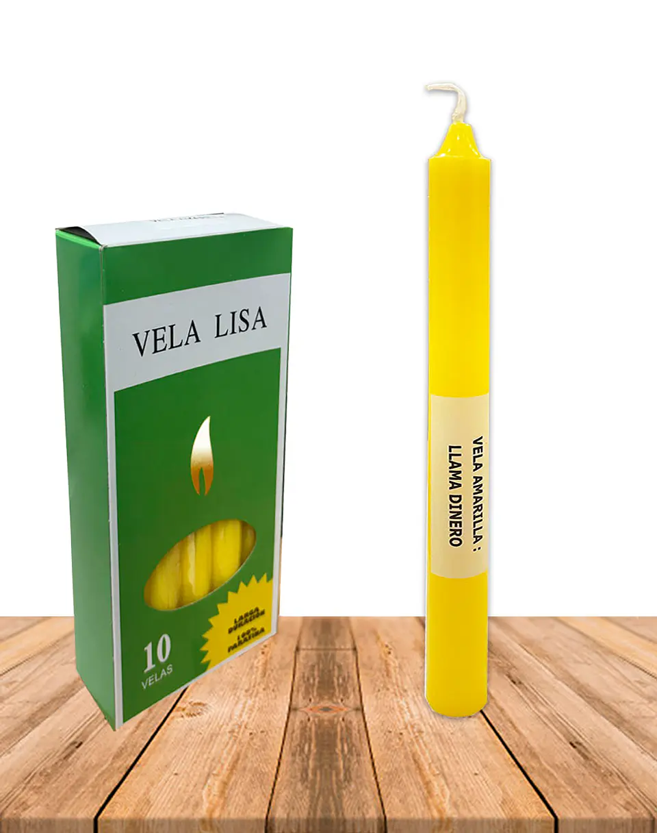 Vela Lisa Esotérica Color Amarilla Larga Duración 1