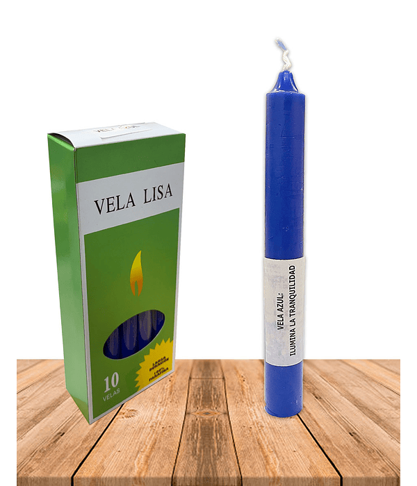 Vela Lisa Esotérica Color Azul Larga Duración.