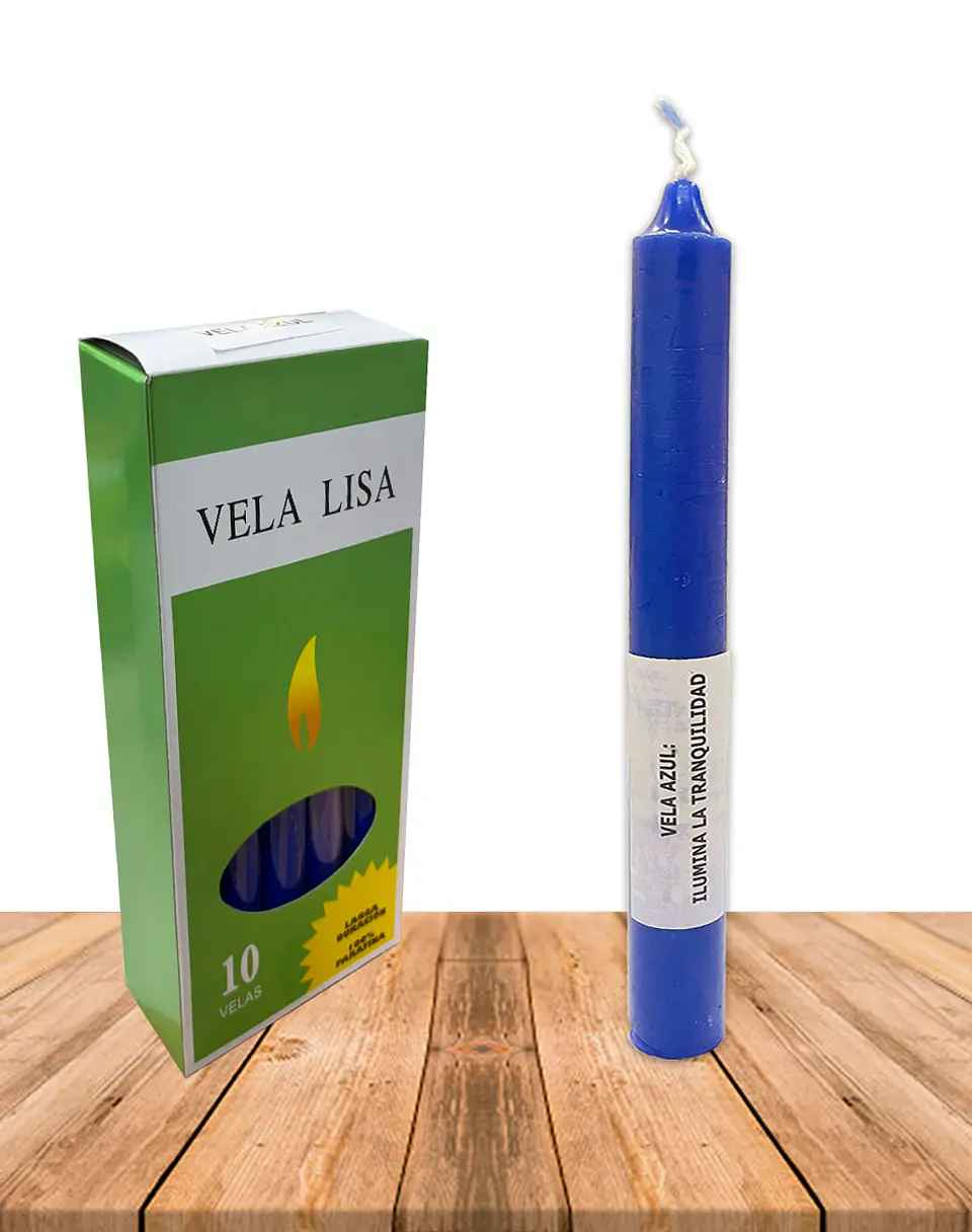 Vela Lisa Esotérica Color Azul Larga Duración. 1