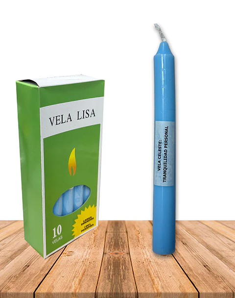 Vela Lisa Esotérica Color Celeste Larga Duración