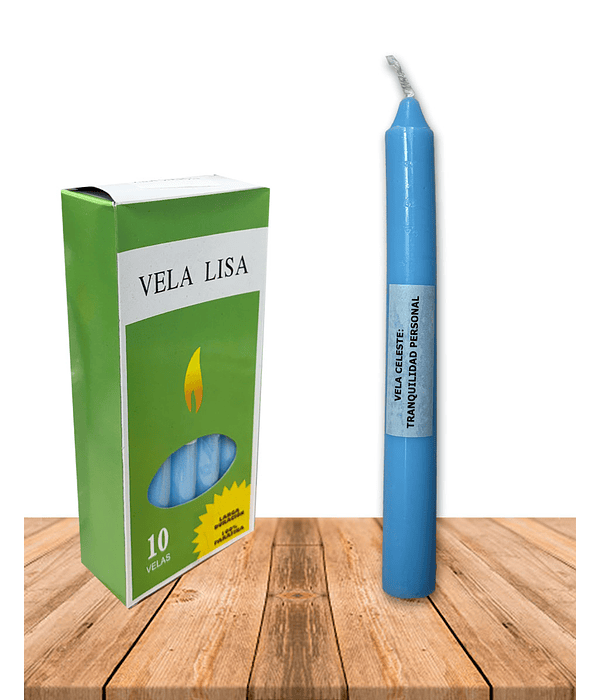 Vela Lisa Esotérica Color Celeste Larga Duración