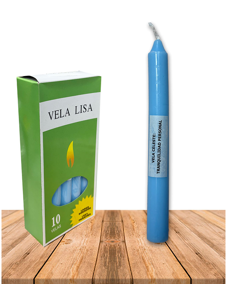 Vela Lisa Esotérica Color Celeste Larga Duración