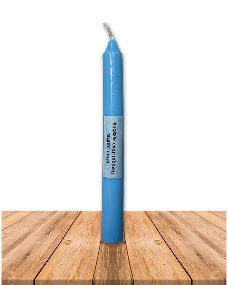 Vela Lisa Esotérica Color Celeste Larga Duración