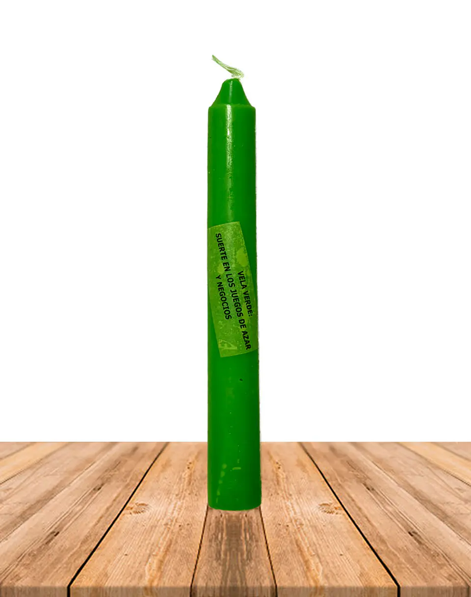 Vela Lisa Esotérica Color Verde Larga Duración 2