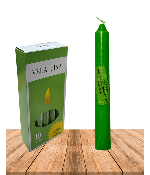 Vela Lisa Esotérica Color Verde Larga Duración