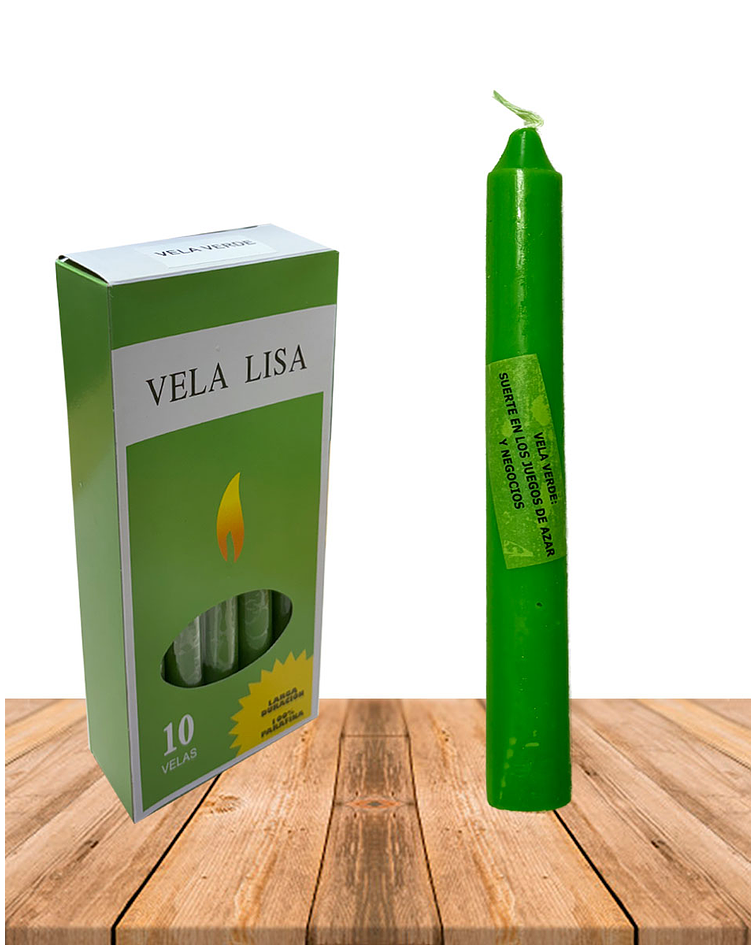 Vela Lisa Esotérica Color Verde Larga Duración