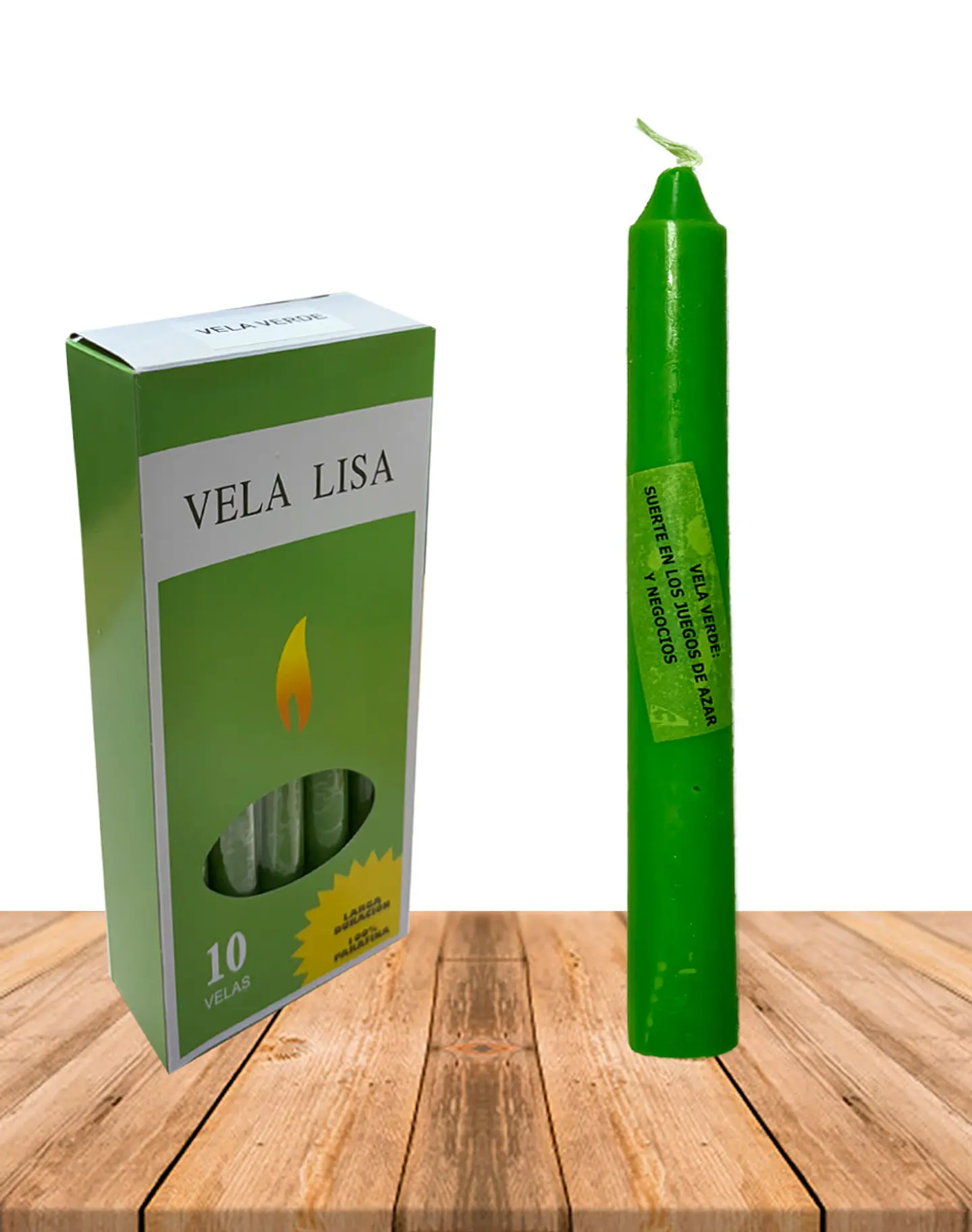 Vela Lisa Esotérica Color Verde Larga Duración 1