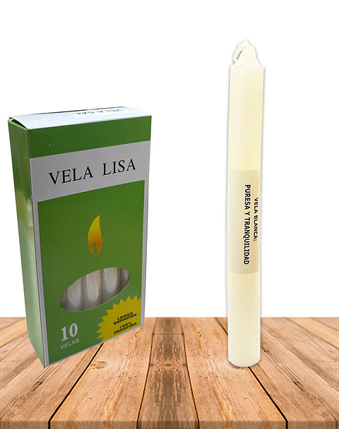 Vela Lisa Esotérica Color Blanca Larga Duración