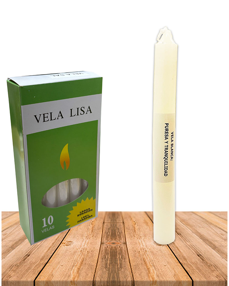 Vela Lisa Esotérica Color Blanca Larga Duración