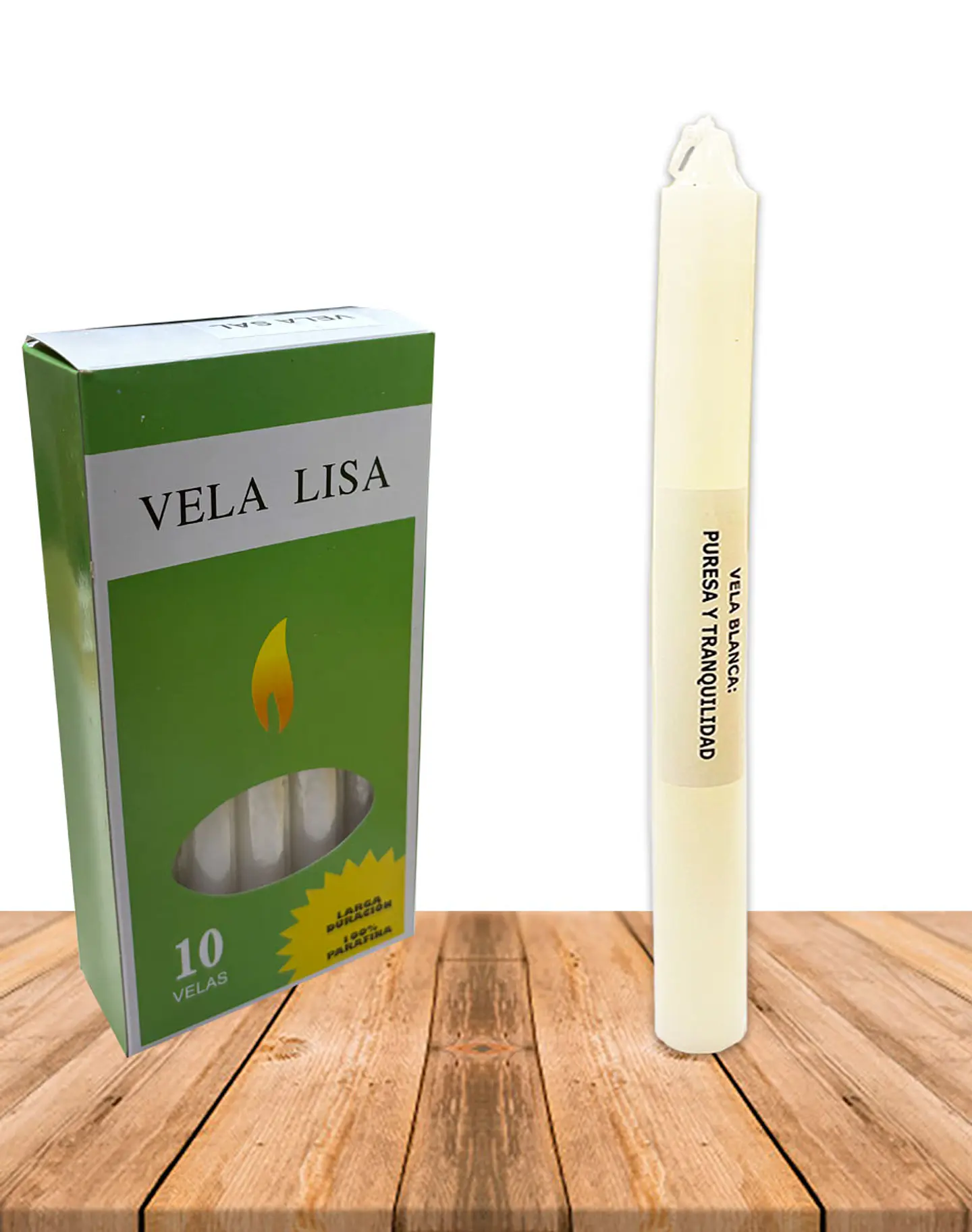 Vela Lisa Esotérica Color Blanca Larga Duración 1