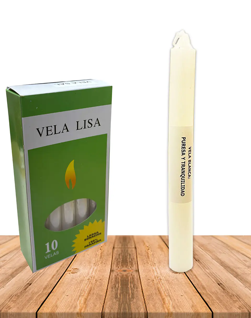 Vela Lisa Esotérica Color Blanca Larga Duración 1