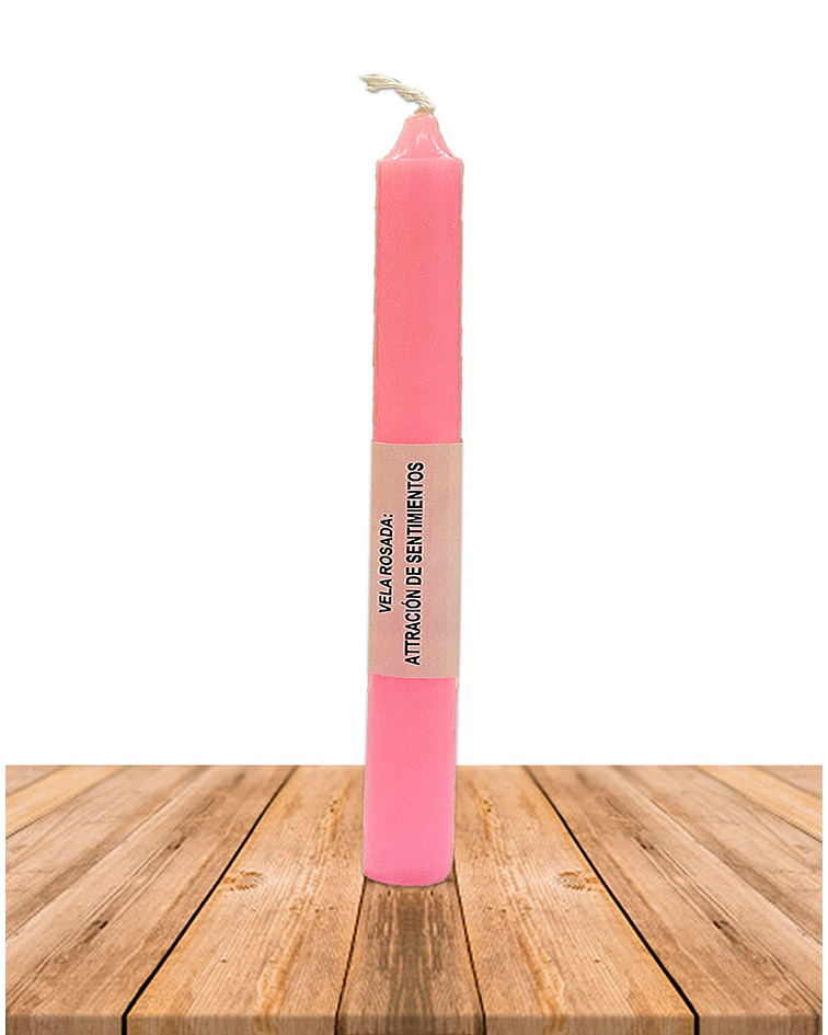 Vela Lisa Esotérica Color Rosado Larga Duración