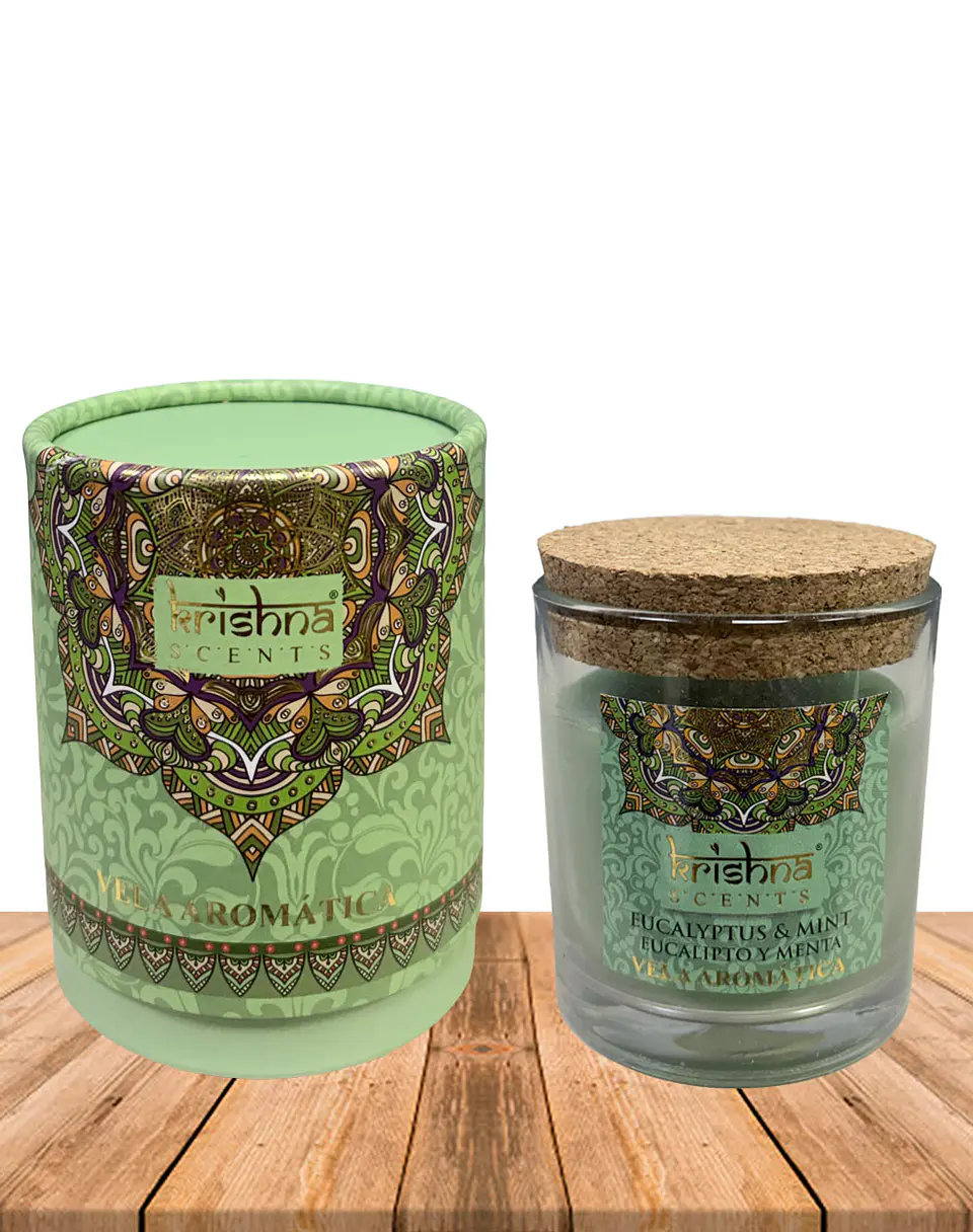Vela Aromática  Krishna 120 GR - Eucalipto Menta 1