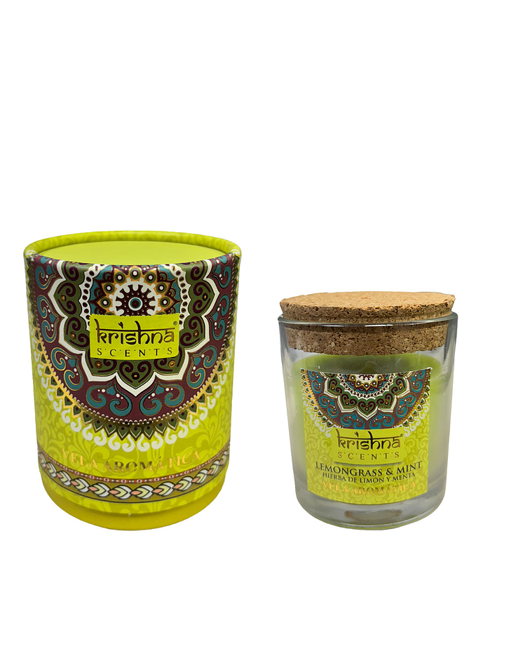 Vela Aromática  Krishna 120 GR - Lemon Grass y Menta