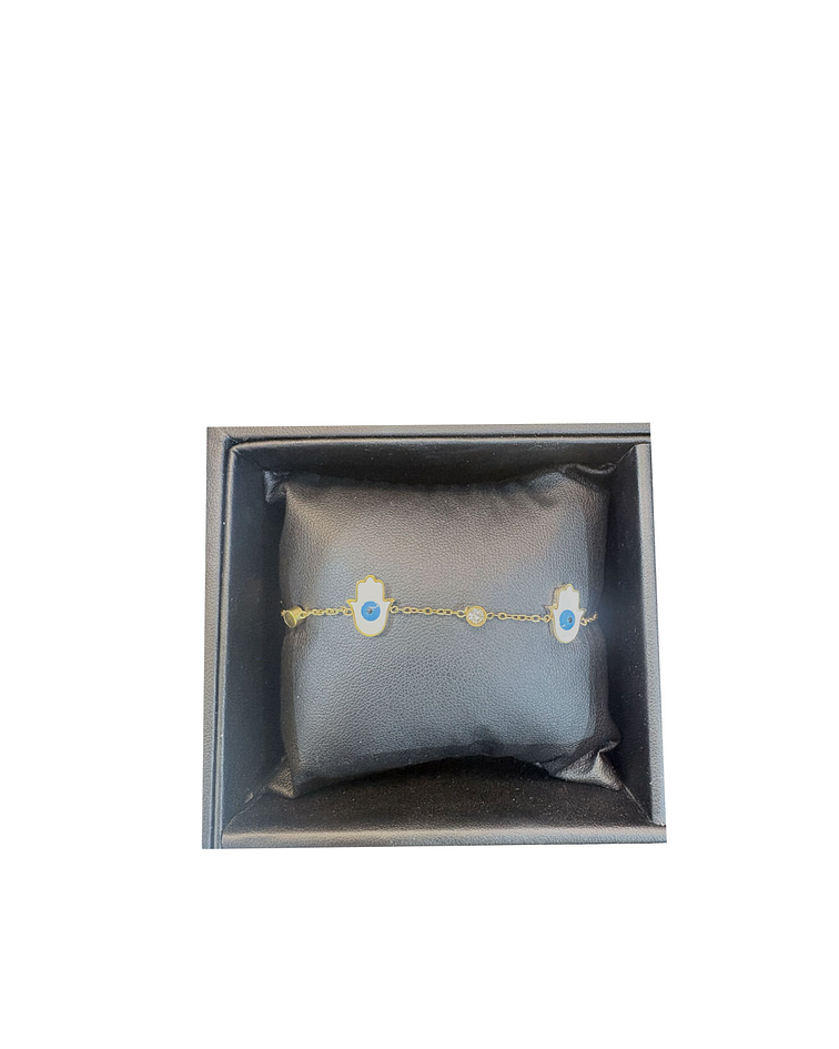 Brazalete de Acero inoxidable Mano de Fatima Dorada.