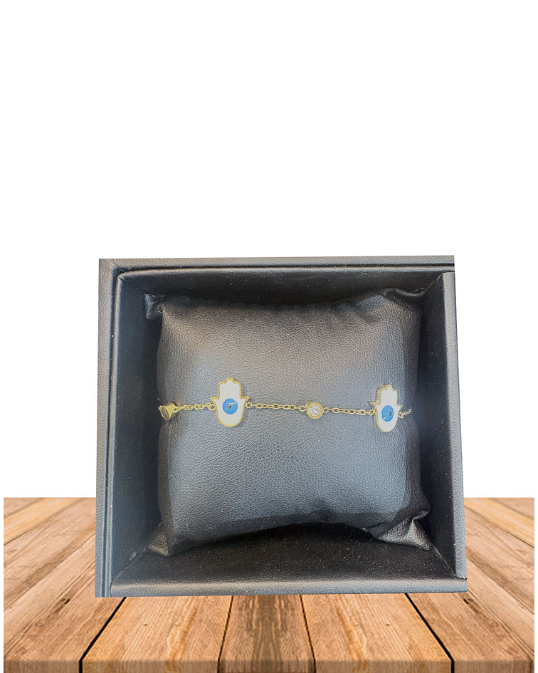 Brazalete de Acero inoxidable Mano de Fatima Dorada.