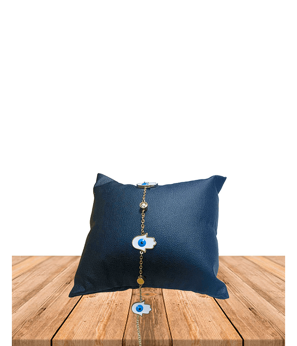 Brazalete de Acero inoxidable Mano de Fatima Dorada.