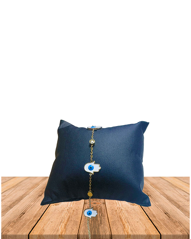 Brazalete de Acero inoxidable Mano de Fatima Dorada.