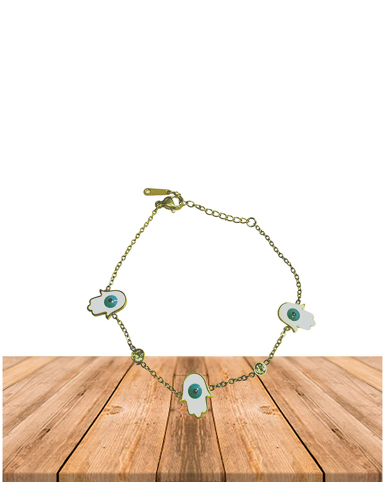 Brazalete / Tobillera de Acero inoxidable Mano de Fatima.