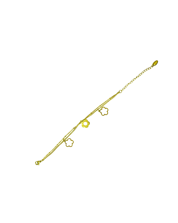 Brazalete de Acero inoxidable 2 líneas Flor
