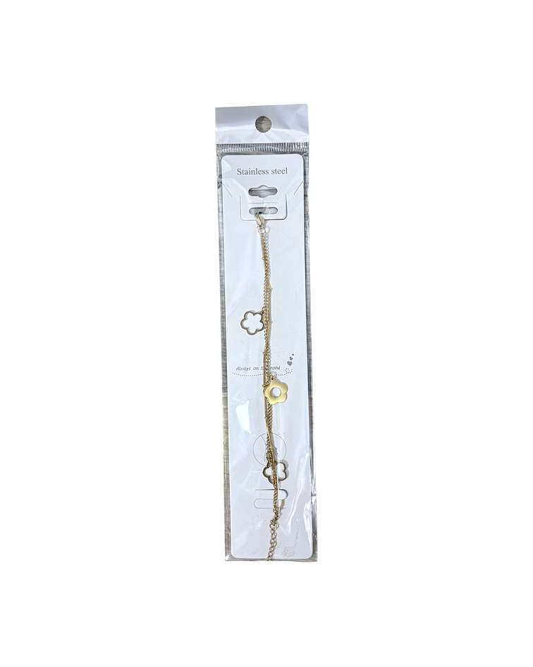 Brazalete de Acero inoxidable 2 líneas Flor