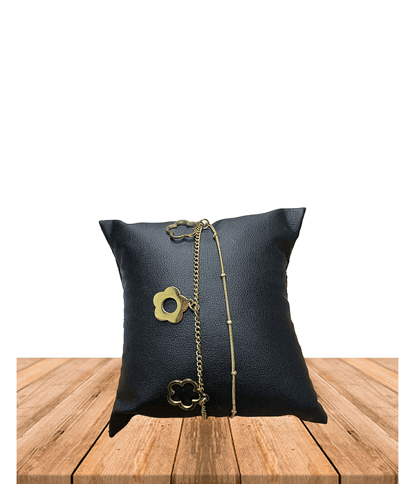 Brazalete de Acero inoxidable 2 líneas Flor
