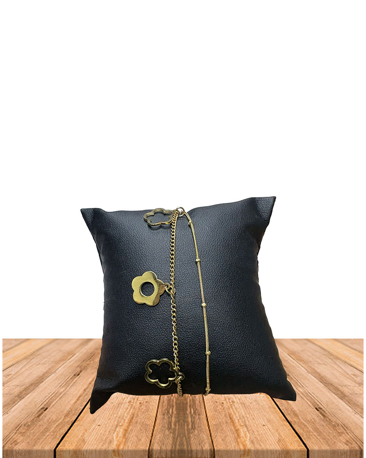 Brazalete de Acero inoxidable 2 líneas Flor