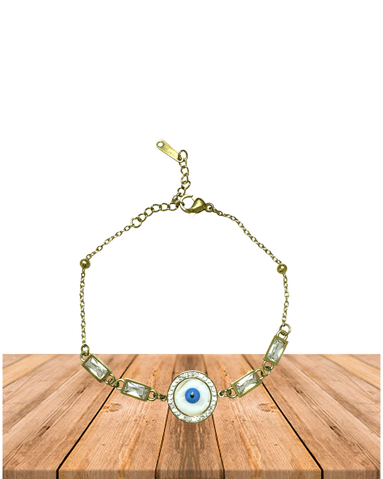 Brazalete de Acero inoxidable tercer ojo y diamantes