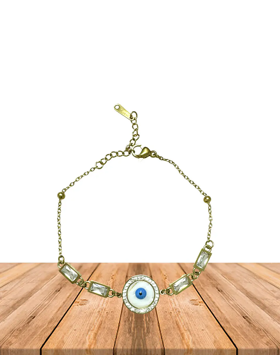 Brazalete de Acero inoxidable tercer ojo y diamantes 3