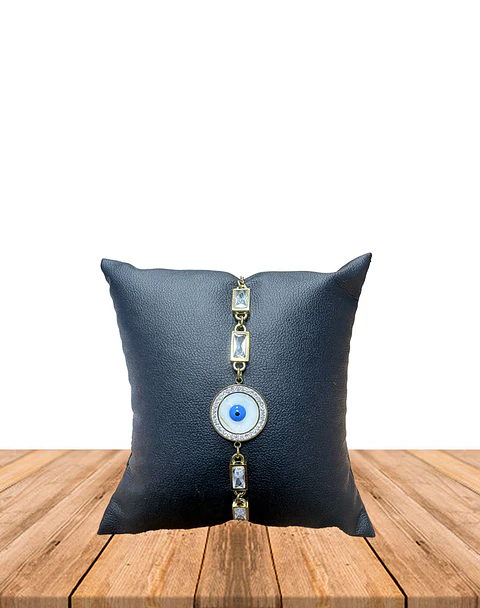 Brazalete de Acero inoxidable tercer ojo y diamantes
