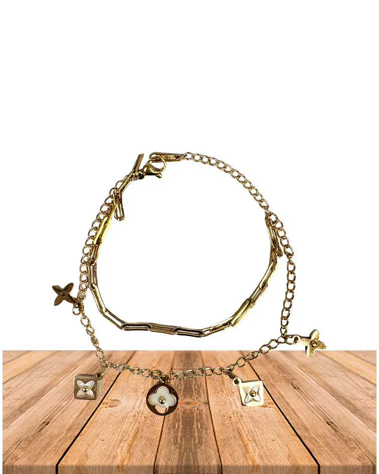 Brazalete / Tobillera de Acero inoxidable doble línea - 