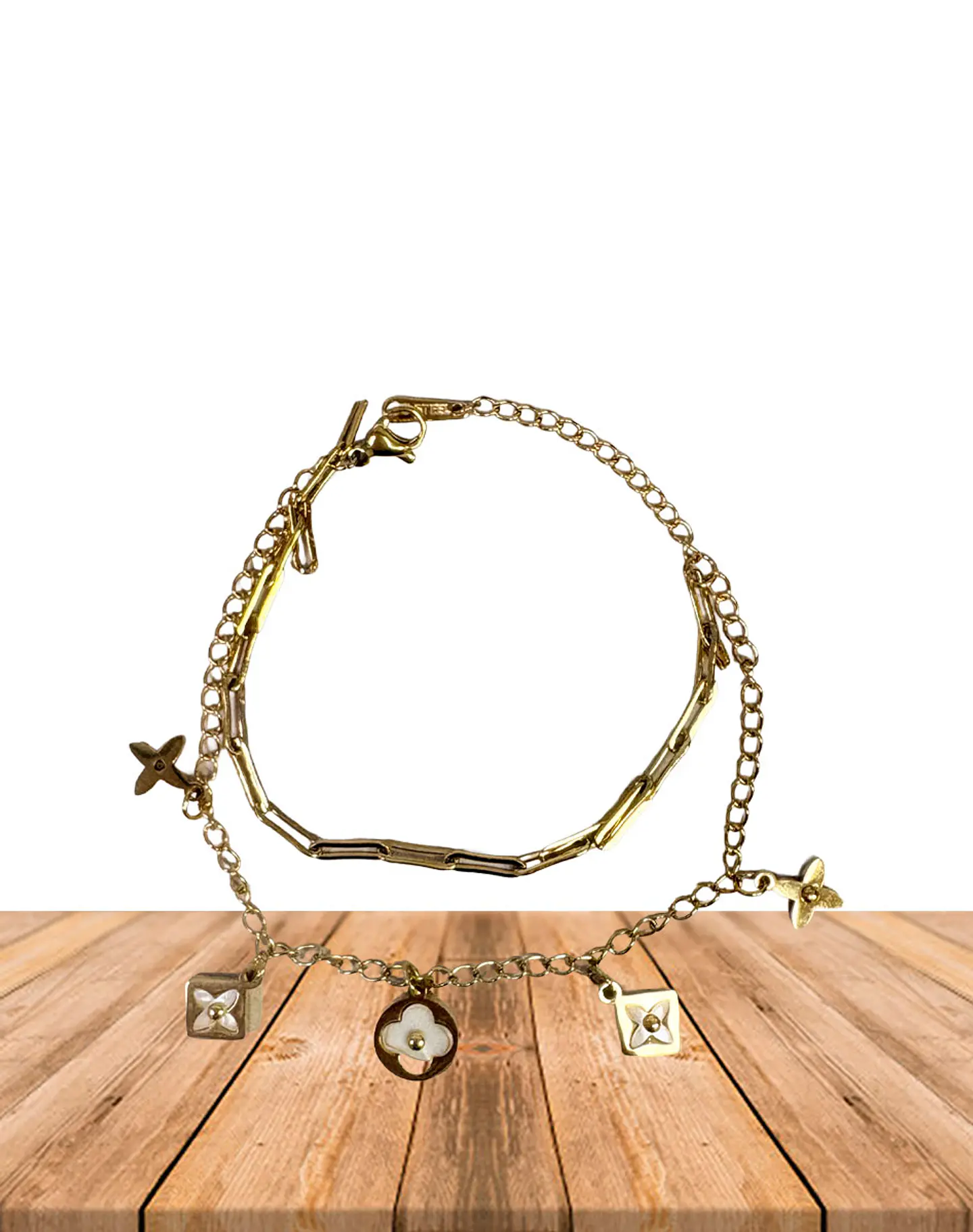 Brazalete / Tobillera de Acero inoxidable doble línea  3