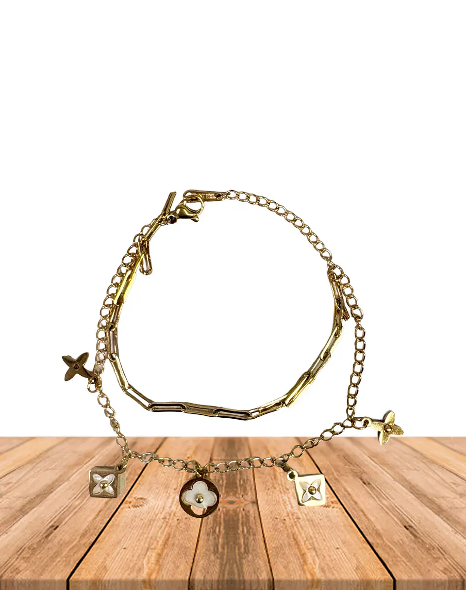 Brazalete / Tobillera de Acero inoxidable doble línea  3