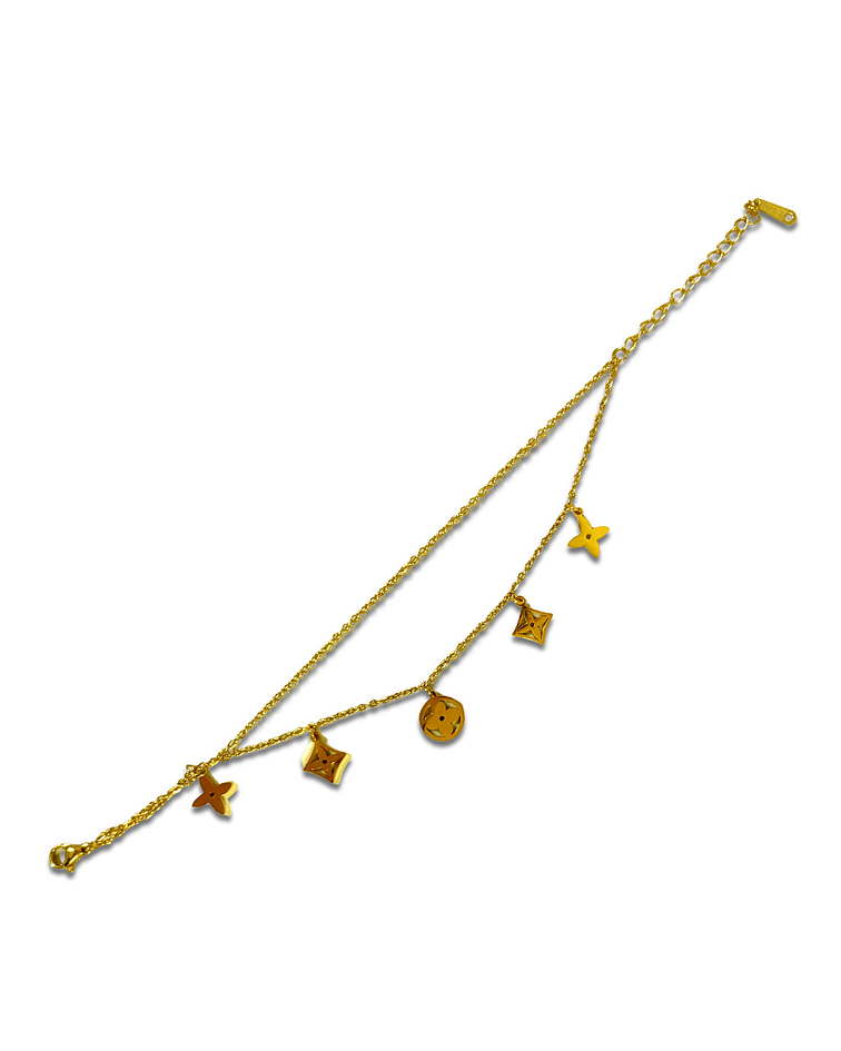 Brazalete de Acero inoxidable línea doble Flor