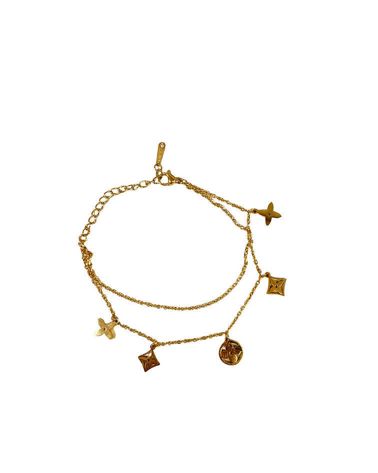 Brazalete de Acero inoxidable línea doble Flor