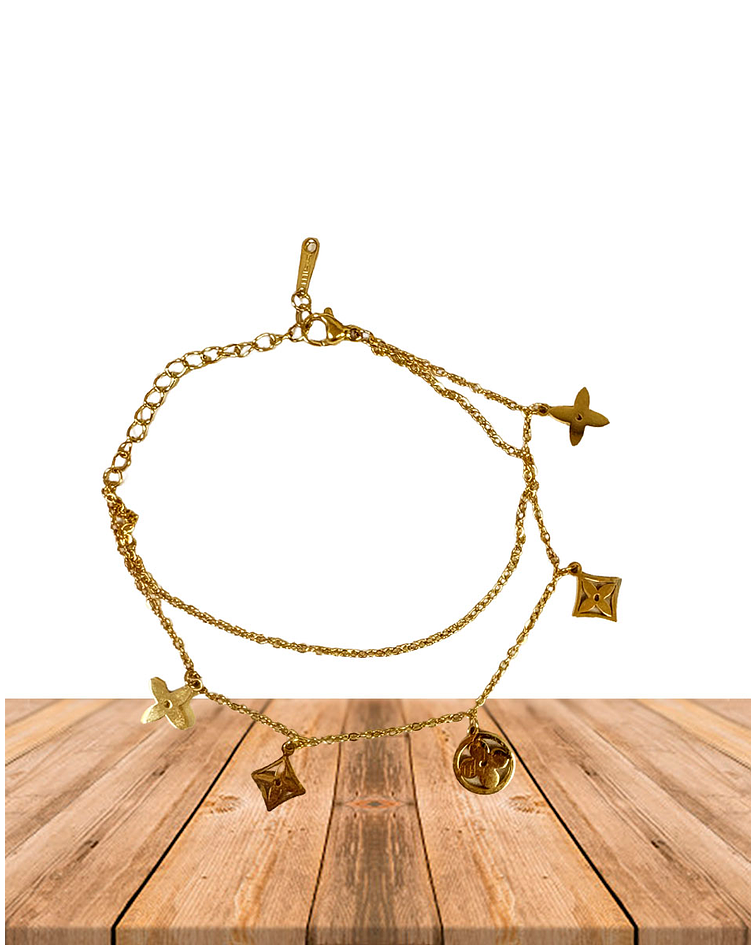 Brazalete de Acero inoxidable línea doble Flor