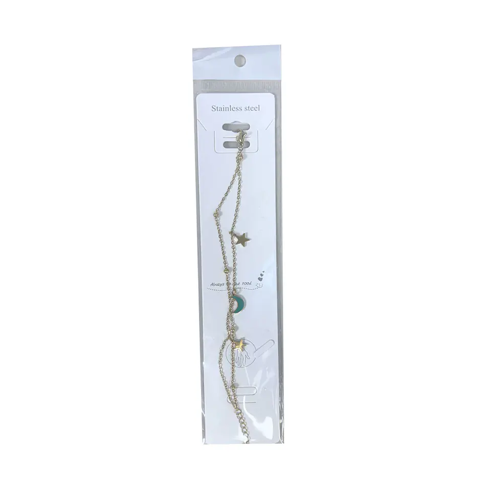 Brazalete / Tobillera de Acero inoxidable dijes-luna y estrella 6